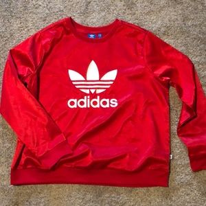 Red shiny Adidias sweatshirt